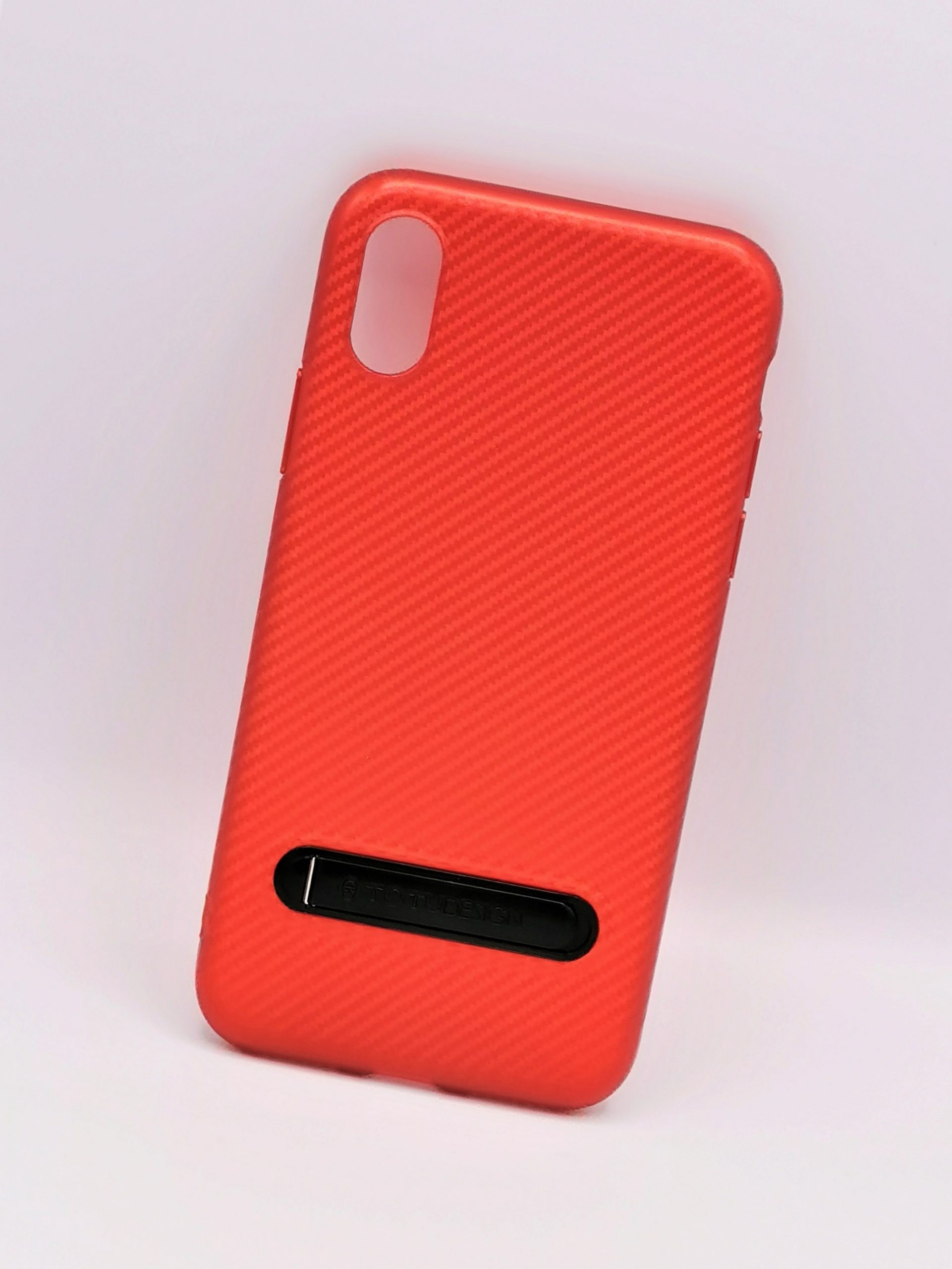 Coque rouge - effet carbone - plastique souple - iPhone X/XS - photo 1
