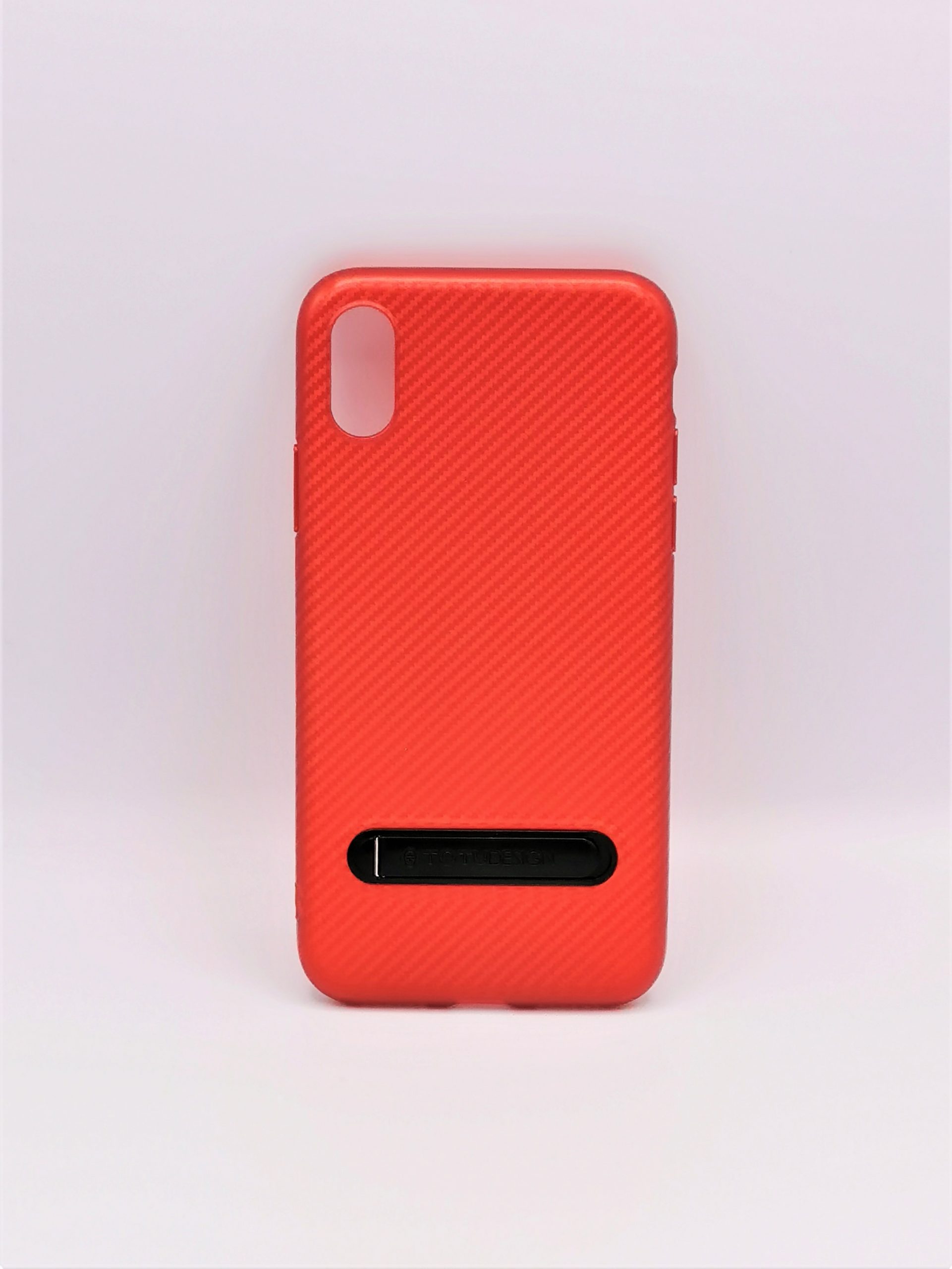 Coque rouge anti-rayures effet fibre de carbone pour iphone x/xs