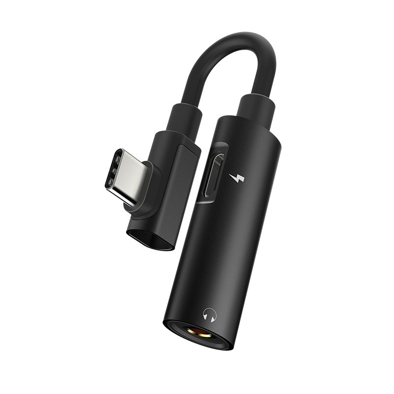 Adaptateur noir 2-en-1 usb-c vers usb-c + entrée prise jack audio 3.5 mm