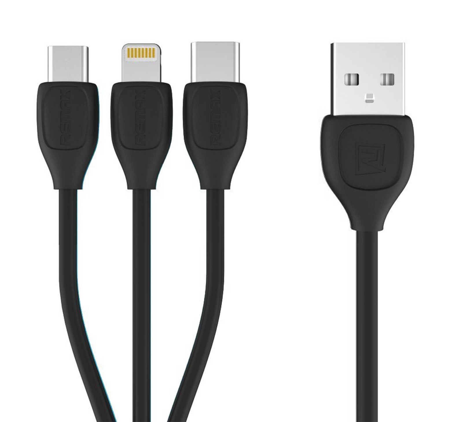 Câble USB vers USB-C, Lightning, Micro-USB - noir - 1
