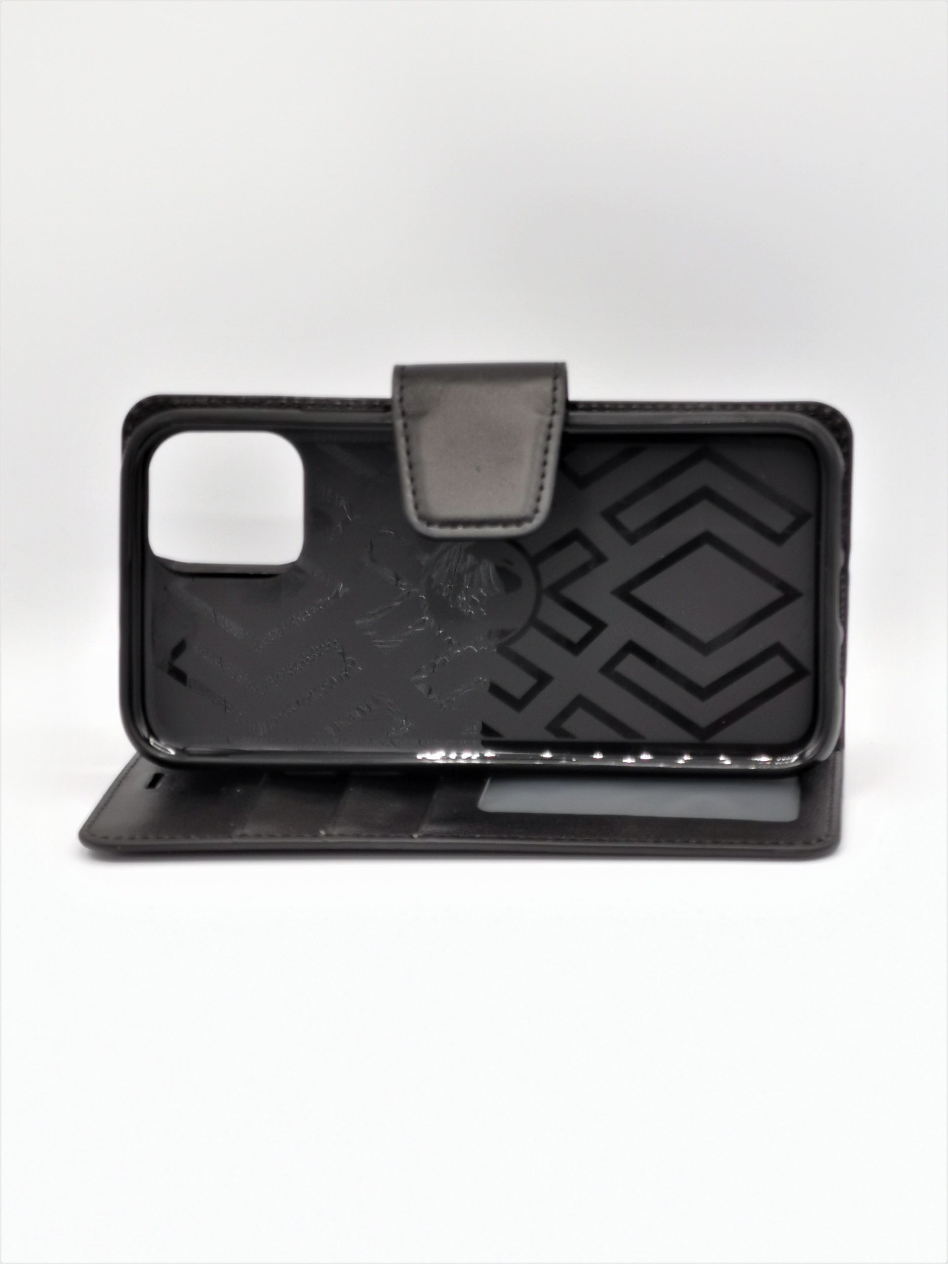Coque anti-chocs simili cuir noir rabat aimanté pour iphone 11 pro