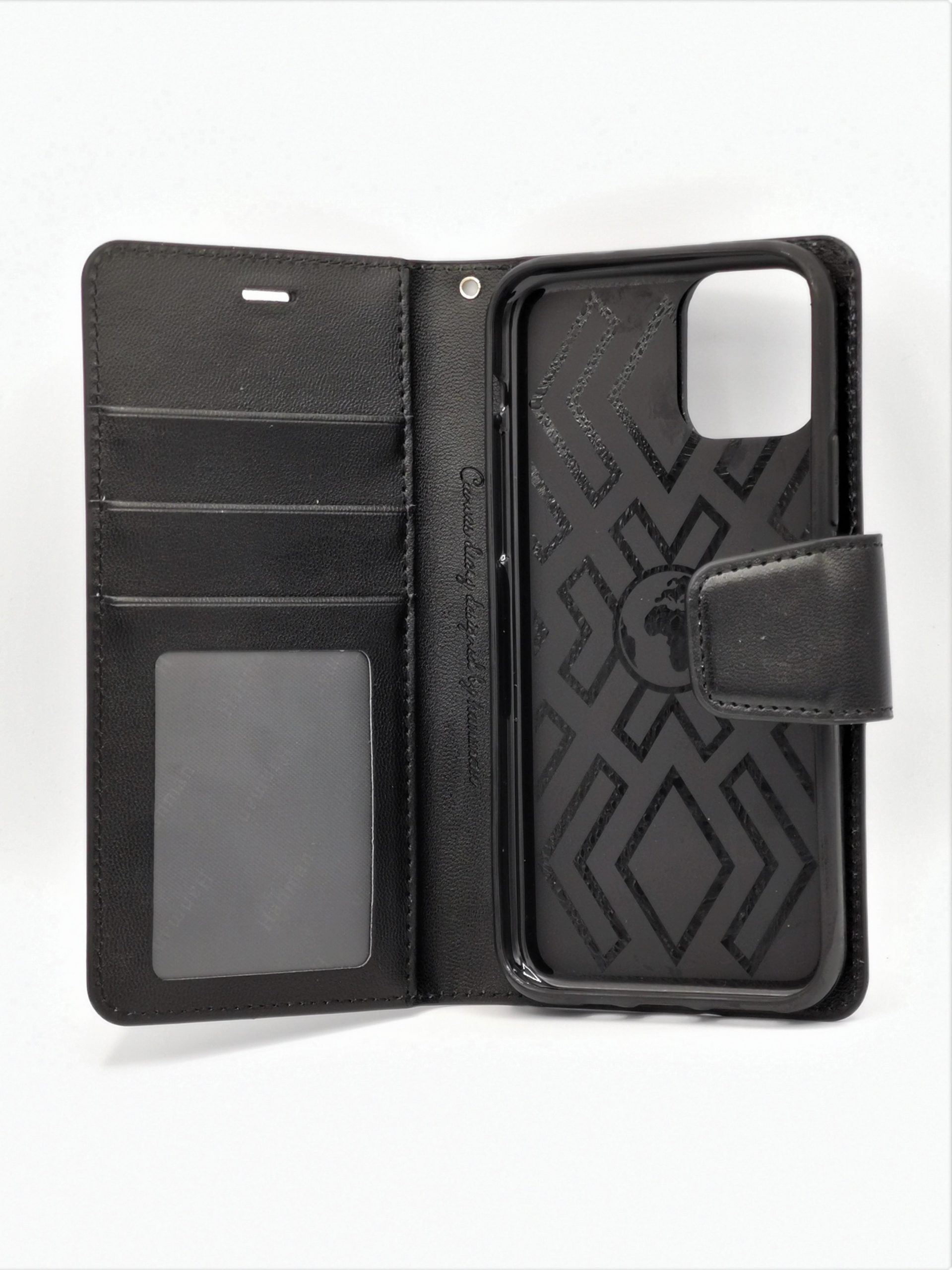 Coque anti-chocs simili cuir noir rabat aimanté pour iphone 11 pro