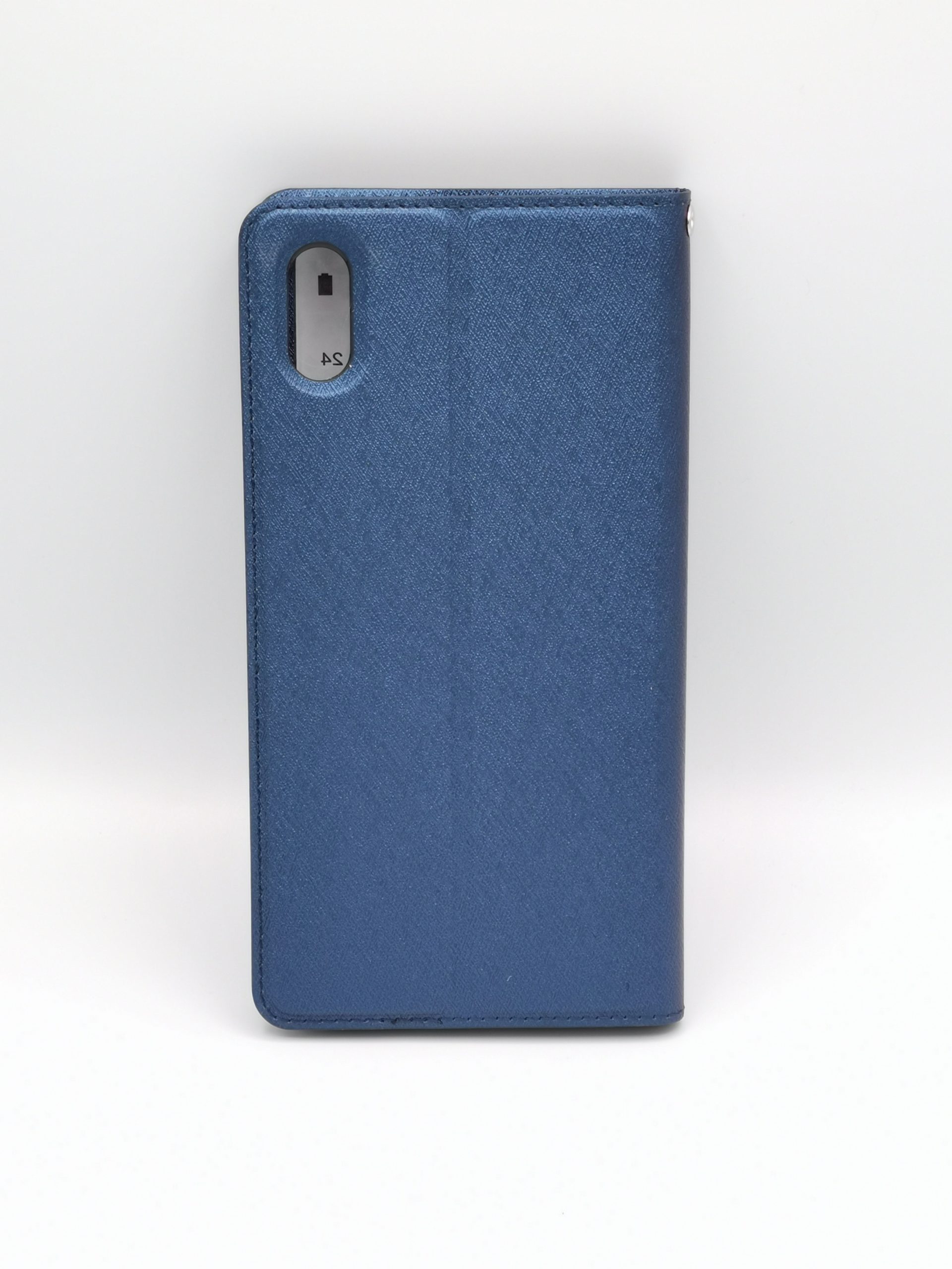 Coque anti-chocs simili cuir bleu à rabat écran visible iphone x/xs