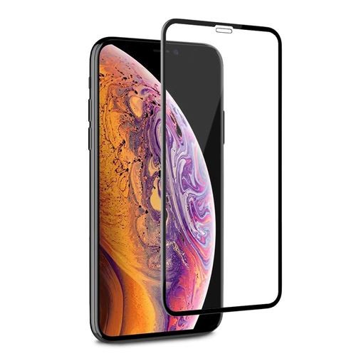Verre trempé intégral ultra-résistant iphone xs max/11 pro max contour noir