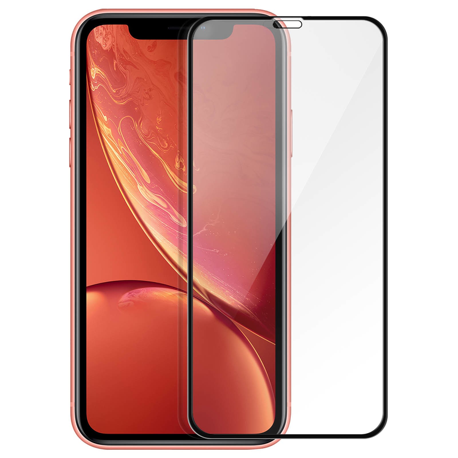 Verre trempé intégral ultra-résistant iphone xr/11 contour noir
