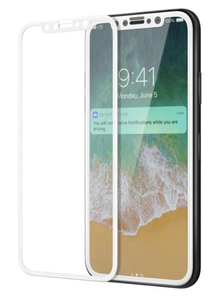 Verre trempé intégral ultra-résistant iphone xr/11 contour blanc