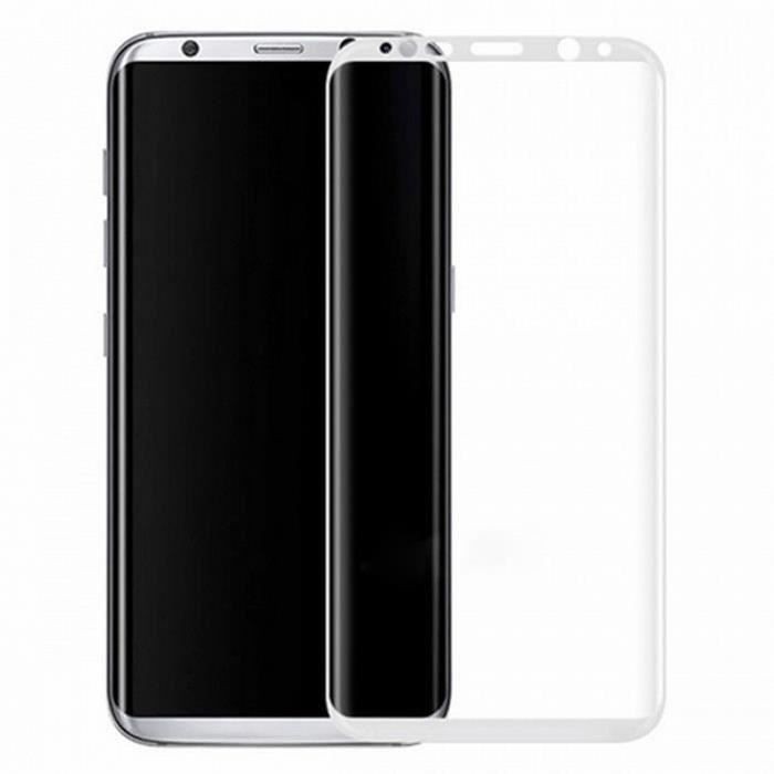 Verre trempé intégral ultra-résistant samsung galaxy s8 contour blanc