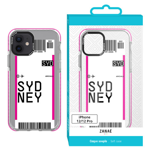 Coque billet d’avion – sydney pour iphone 12/iphone 12 pro, transparent
