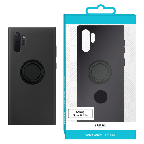 Coque zanae color magnet ring pour galaxy note 10 pro, noir