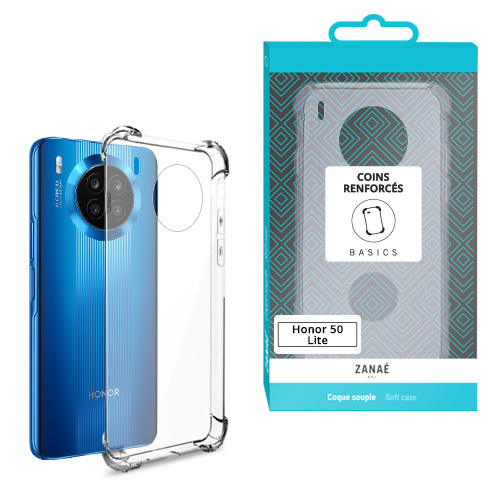 Coque silicone transparent avec coins renforces pour honor 50 lite / nova 8i, transparent
