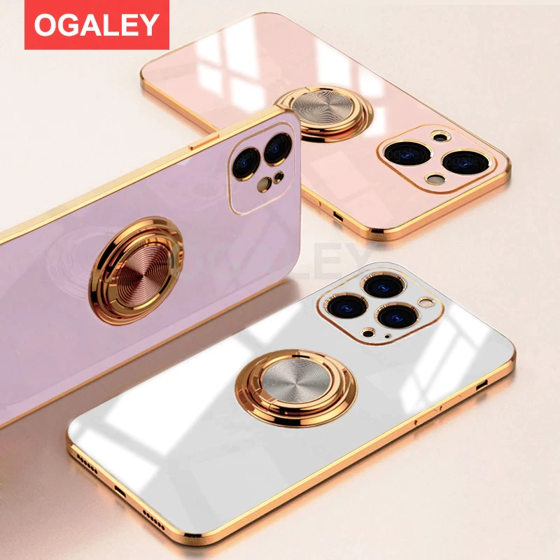 Coque luxueux en Silicone à Placage de Protection pour iPhone, Accessoire Compatibles Modèles 13, 12 , 11