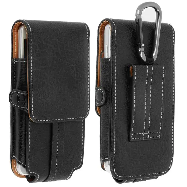 Étui Ceinture Noir porte-carte avec double accroche passant + renfort Mousqueton