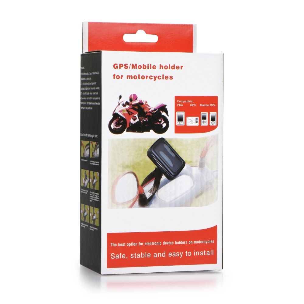 Support Smartphone pour Scooter et Moto, Fixation Rétroviseur, Housse Imperméable Rotatif 360° - Noir