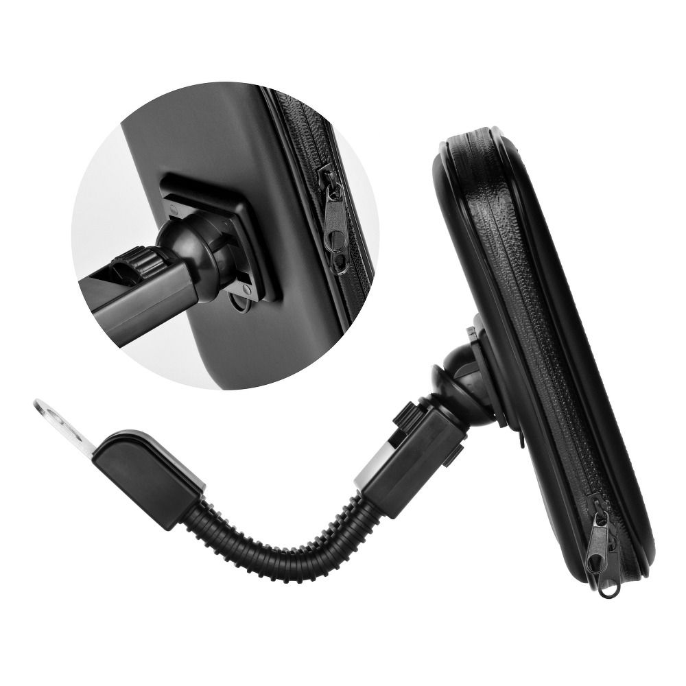 Support Smartphone pour Scooter et Moto, Fixation Rétroviseur, Housse Imperméable Rotatif 360° - Noir